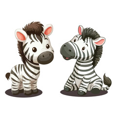 Cute cartoon zebra with stripes and big smile