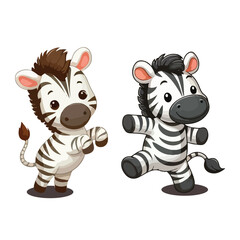 Cute cartoon zebra with stripes and big smile