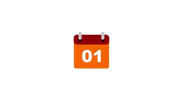 1 date calendar icon Animation with transparent background. Flat calendar icon monthly, important date, meting date, Simple calendar with date concept. Date Calendar icon concept animation with alpha.