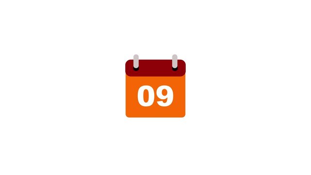 09 date calendar icon Animation with transparent background. Flat calendar icon monthly, important date, meting date, Simple calendar with date concept. Date Calendar icon concept animation with alpha