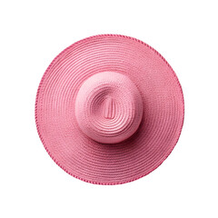 A pink hat with a pink ribbon on it
