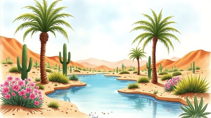 Fototapeta premium Mirage of Peace: A Desert Oasis Escape