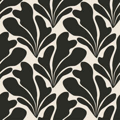 Trendy minimalist seamless botanical pattern with abstract creative hand drawn composition
