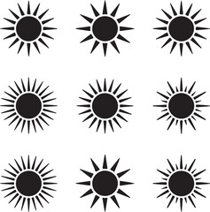 Fototapeta premium Black Sun Silhouettes Clipart – Full Circle Sun, Sun with Rays, Tribal Sun Designs, Bright Summer Theme