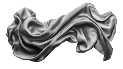 Silver silk fabric flowing elegantly on black background