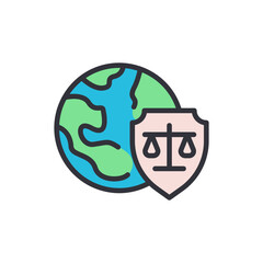 World diplomacy colored icons, minimalist vector illustration ,simple transparent graphic element .Isolated on white background