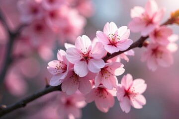 Obraz premium Delicate pink sakura blossoms, soft petals, gentle branches, spring, nature, floral pattern