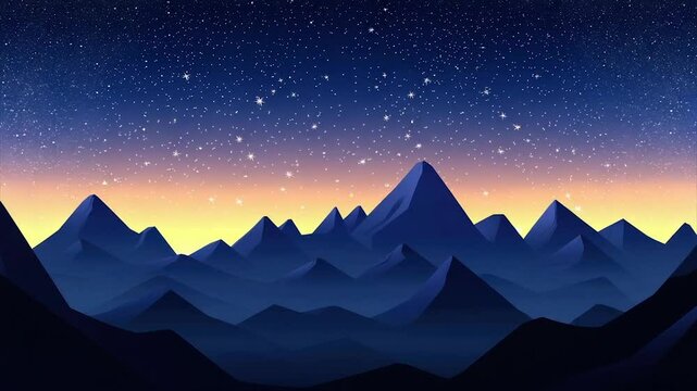 Starry night mountain range