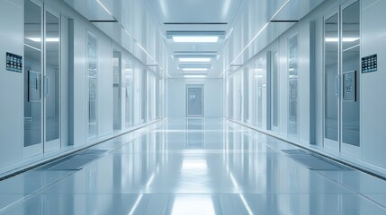 Ultra Modern Data Center Hall with Bright Lighting and Rows of Server Racks in a High Technology Facility for Cloud Computing and IT Infrastructure