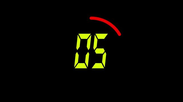 Digital Countdown Timer Animation | LED Style 7-Segment Clock Numbers with Circular Loading Bar

