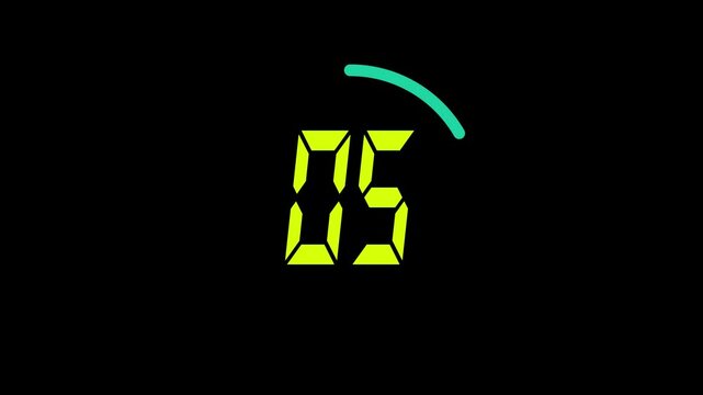 Digital Countdown Timer Animation | LED Style 7-Segment Clock Numbers with Circular Loading Bar


