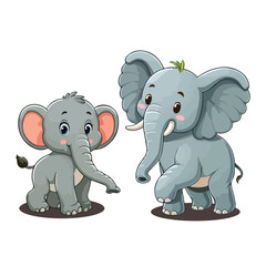Cute cartoon elephant with big ears and smile