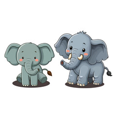 Cute cartoon elephant with big ears and smile