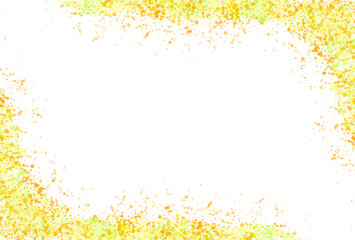 Bright yellow and green glitter particles create a festive and elegant frame design on a transparent background. Ideal for event invitations, holiday greeting cards, and celebrations.