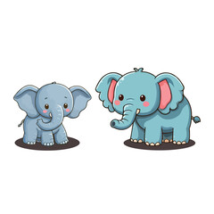 Cute cartoon elephant with big ears and smile