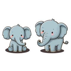 Cute cartoon elephant with big ears and smile