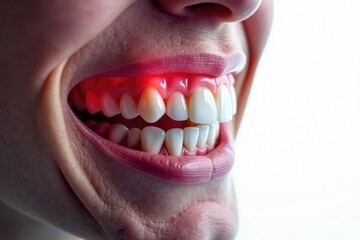 Severe tooth decay showing nerve, white backdrop , decay, closeup