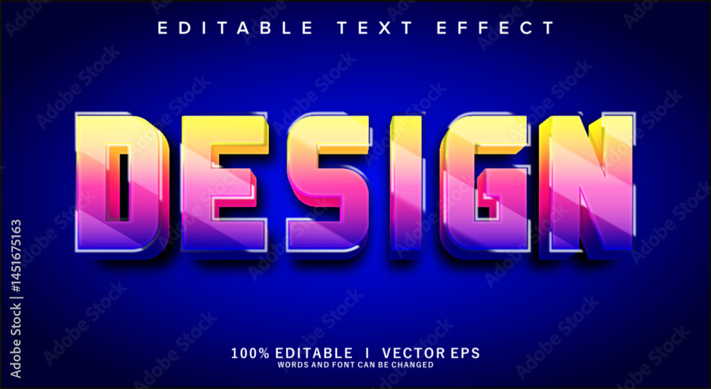 Poster design 3d vector text effect with modern style design