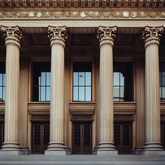 Obraz premium Government structure facade with elegant stairway front high resolution picture