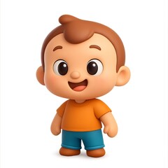 Fototapeta premium Cute Cartoon Character, Friendly Kids Design, Simple and Joyful Style