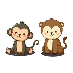 Playful baby monkey with big eyes and wide smile