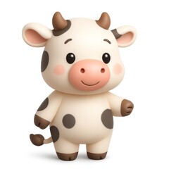 Fototapeta premium Cute 3D Cow Character with Friendly Expression and Simple Design