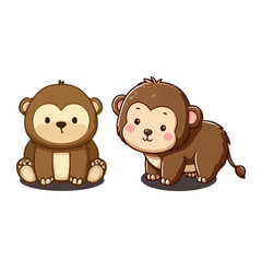 Playful baby monkey with big eyes and wide smile