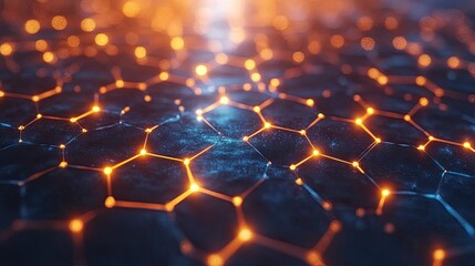 Fototapeta premium Abstract hexagonal grid with glowing points