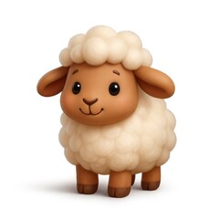 Fototapeta premium Cute 3D Cartoon Sheep Character Standing on a White Background