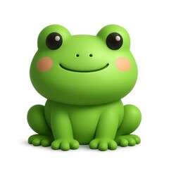 Obraz premium Cute 3D Frog Character with Simple Design and Cheerful Expression