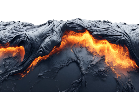 Molten Lava Flowing Through Dark Volcanic Rock Abstract Nature