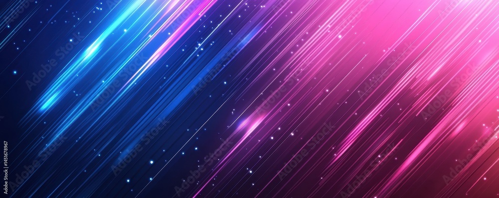 Aufkleber abstract background of blue and pink lines with sparkling particles creates a dynamic and modern eff