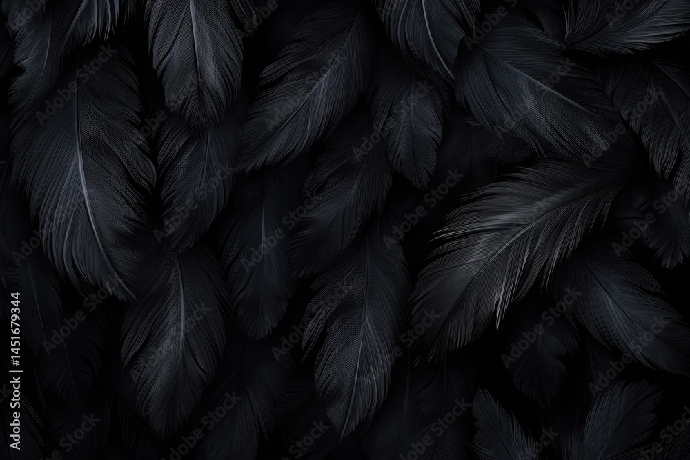 Aufkleber Abstract Dark Feather Background with Detailed Texture in Low Key Lighting Creates Soft Elegant and Decorative Design