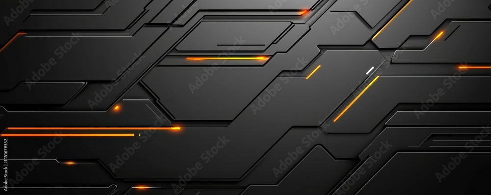 Poster abstract dark geometric background with orange lines and metallic texture for modern technology desi
