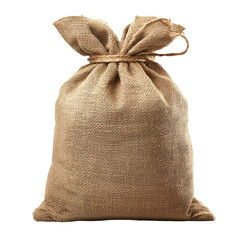 Burlap sack isolated on a transparent background showcasing its textured fabric and tied closure for various uses, Burlap Sack Isolated on transparent background
