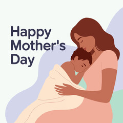 Happy Mother’s Day Illustration Mom Child Vector Art