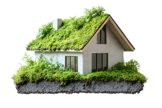 Green roof house model sustainable living eco friendly home