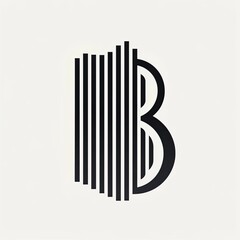 Obraz premium Letter B is displayed using thin black lines and negative space against white