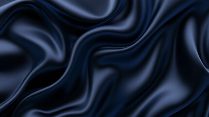 Fototapeta premium Navy Blue Fabric Silk Flowing Background