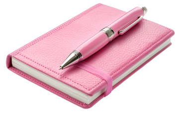 Pink Leather Notebook and Pen Elegant Writing Tools