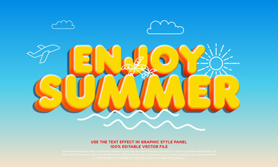 Summer text effect editable typography template for happy summer