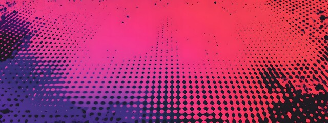 Bright magenta and violet pop art background with retro comic style halftone dot design

