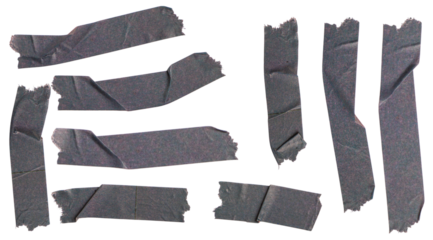 Black Paper Tape Strips Set Illustration for Scrapbooking and Collage Design Projects