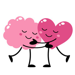 Health Character Brain and Heart Illustration