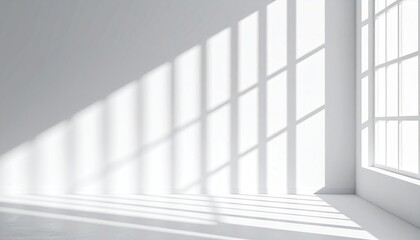 Sunlight streaming through windows in a minimalist room interior photography modern design bright atmosphere light and shadow play
