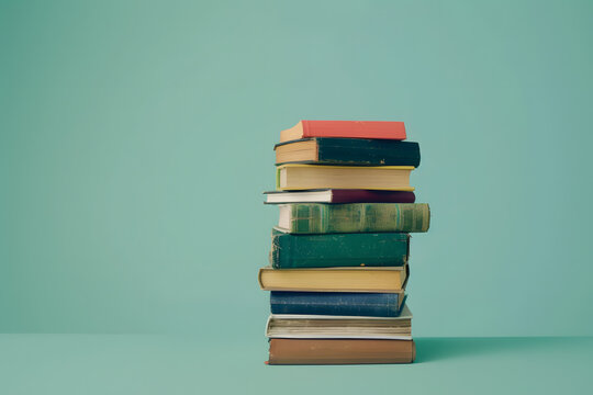 High stack of old books, reading, knowledge