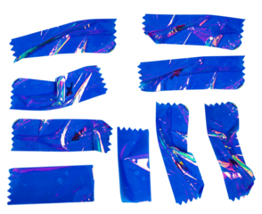 Blue Iridescent Foil Tape Strips Set Illustration for Decorative and Craft Design Projects