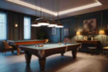 blur billiard room interior, dark modern theme, billiard room interior without people, blurry wallpaper