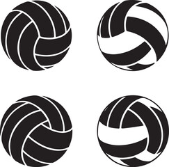 Black Volleyball Silhouettes Clipart – Classic, Beach, Indoor, and Spiked Volleyball Vector Set

