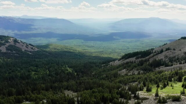 Southern Urals, Zyuratkul National Park: mountain range. Aerial view.